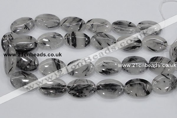 CRU89 15.5 inches 22*30mm oval black rutilated quartz beads wholesale