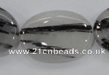 CRU90 15.5 inches 25*35mm oval black rutilated quartz beads wholesale