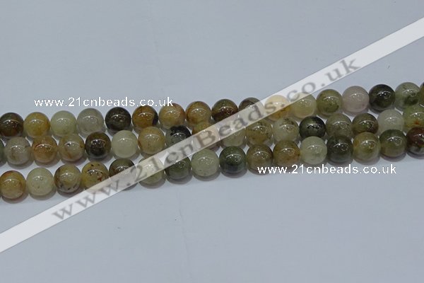 CRU903 15.5 inches 10mm round green rutilated quartz beads wholesale