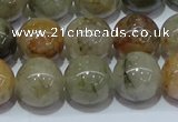 CRU904 15.5 inches 12mm round green rutilated quartz beads wholesale