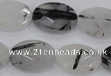 CRU91 15.5 inches 15*20mm faceted oval black rutilated quartz beads