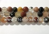 CRU916 15.5 inches 14mm faceted round mixed rutilated quartz beads