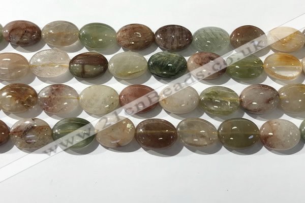 CRU923 15.5 inches 13*18mm oval mixed rutilated quartz beads wholesale