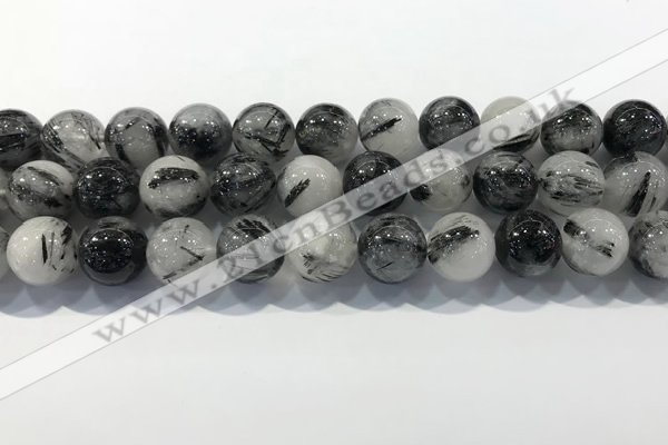 CRU933 15.5 inches 16mm round black rutilated quartz beads wholesale