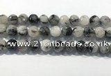 CRU936 15.5 inches 14mm faceted round black rutilated quartz beads