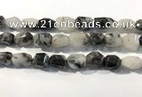 CRU940 12*18mm - 18*25mm faceted nuggets black rutilated quartz beads