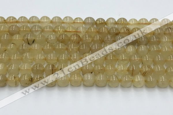 CRU951 15.5 inches 7mm round golden rutilated quartz beads