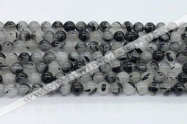 CRU954 15.5 inches 6mm round black rutilated quartz beads