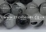 CRU955 15.5 inches 8mm round black rutilated quartz beads