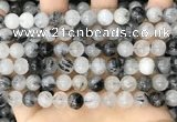 CRU962 15.5 inches 8mm round black rutilated quartz beads