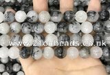 CRU964 15.5 inches 12mm round black rutilated quartz beads