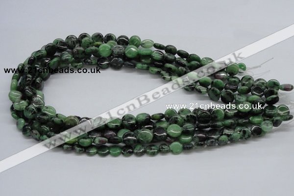 CRZ10 15.5 inches 10mm flat round ruby zoisite gemstone beads