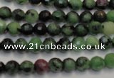 CRZ105 15.5 inches 6mm faceted round ruby zoisite gemstone beads