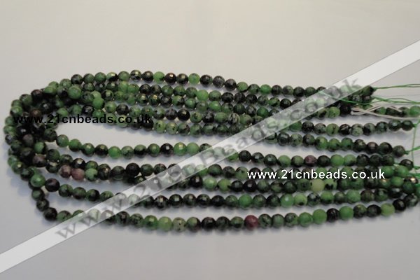 CRZ105 15.5 inches 6mm faceted round ruby zoisite gemstone beads