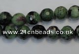 CRZ107 15.5 inches 10mm faceted round ruby zoisite gemstone beads