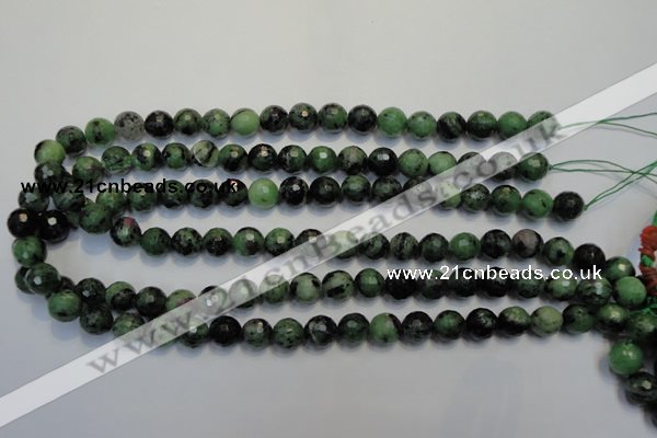 CRZ107 15.5 inches 10mm faceted round ruby zoisite gemstone beads