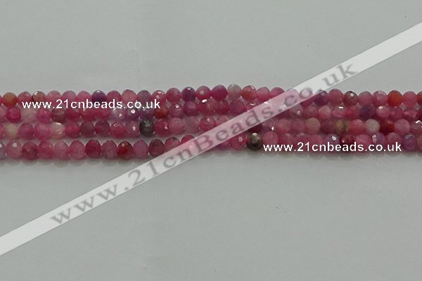 CRZ1120 15.5 inches 4mm faceted round natural ruby gemstone beads