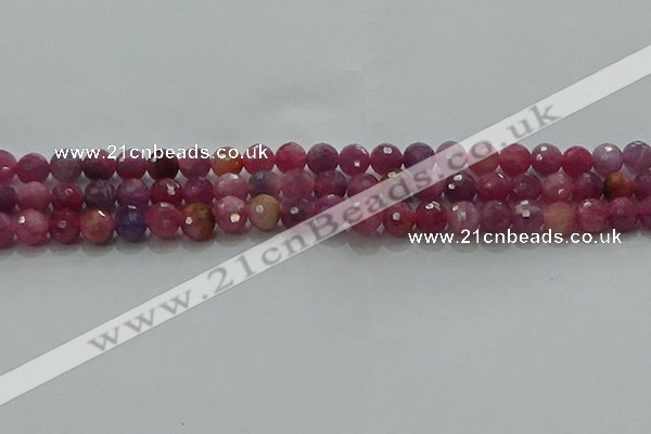 CRZ1121 15.5 inches 5mm faceted round natural ruby gemstone beads