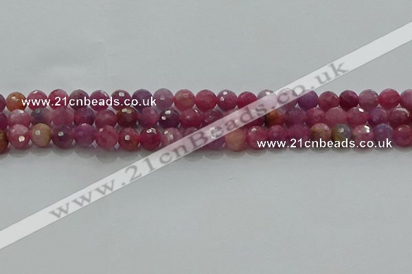 CRZ1122 15.5 inches 6mm faceted round natural ruby gemstone beads