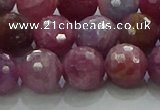 CRZ1125 15.5 inches 9mm faceted round natural ruby gemstone beads