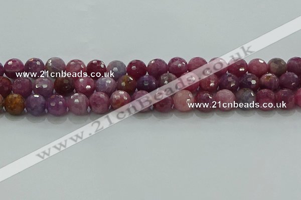 CRZ1125 15.5 inches 9mm faceted round natural ruby gemstone beads