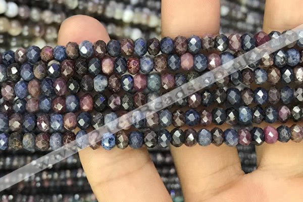 CRZ1136 15.5 inches 4*5mm faceted rondelle ruby & sapphire beads