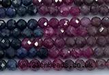 CRZ1200 15 inches 3mm faceted round ruby sapphire beads