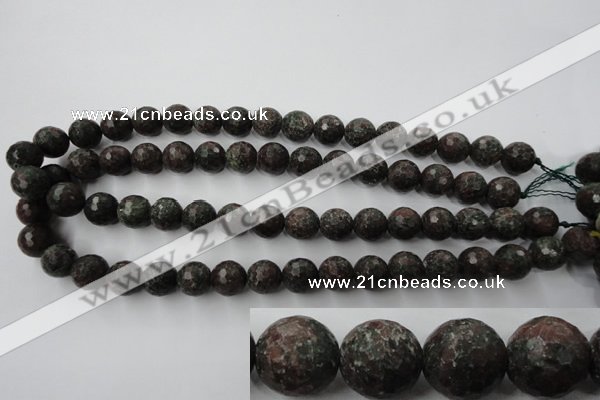 CRZ204 15.5 inches 12mm faceted round ruby zoisite gemstone beads