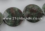 CRZ218 15.5 inches 25mm faceted coin ruby zoisite gemstone beads