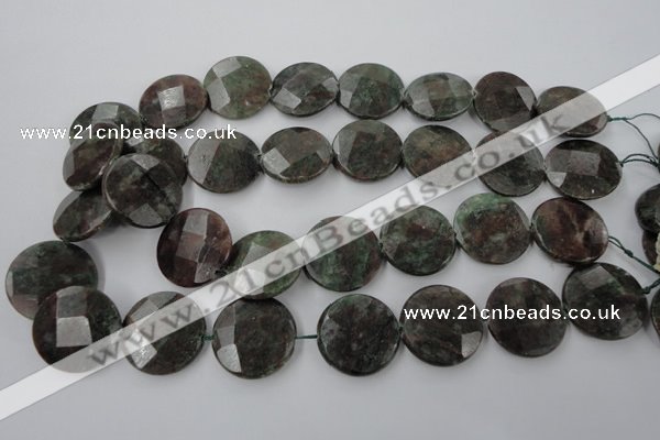 CRZ218 15.5 inches 25mm faceted coin ruby zoisite gemstone beads