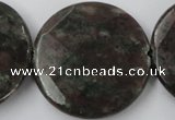 CRZ220 15.5 inches 35mm faceted coin ruby zoisite gemstone beads