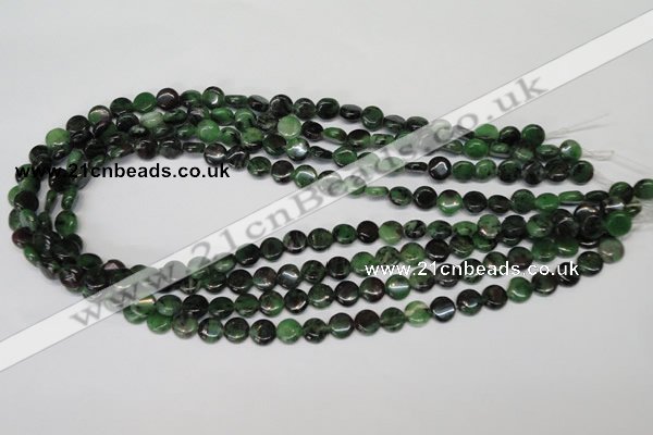 CRZ23 15.5 inches 8mm flat round ruby zoisite gemstone beads