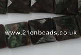 CRZ235 15.5 inches 15*15mm faceted square ruby zoisite gemstone beads