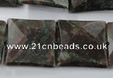 CRZ238 15.5 inches 25*25mm faceted square ruby zoisite gemstone beads