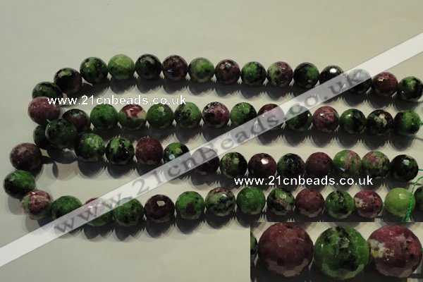 CRZ358 15.5 inches 14mm faceted round natural ruby zoisite beads