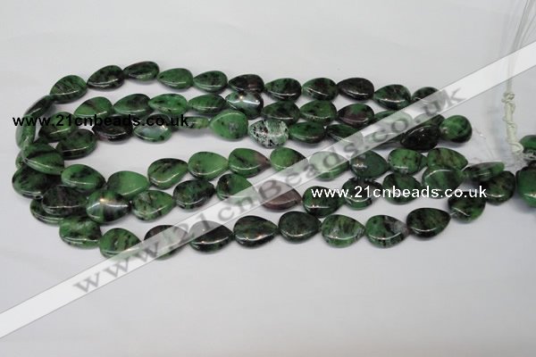 CRZ40 15.5 inches 13*18mm flat teardrop ruby zoisite gemstone beads