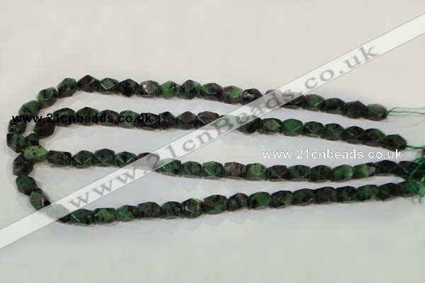 CRZ465 15.5 inches 7*10mm faceted nuggets ruby zoisite gemstone beads