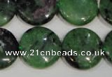 CRZ474 15.5 inches 20mm flat round ruby zoisite gemstone beads