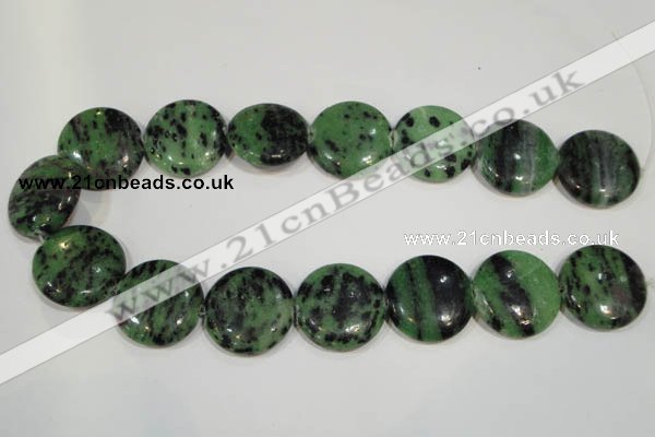 CRZ476 15.5 inches 26mm flat round ruby zoisite gemstone beads