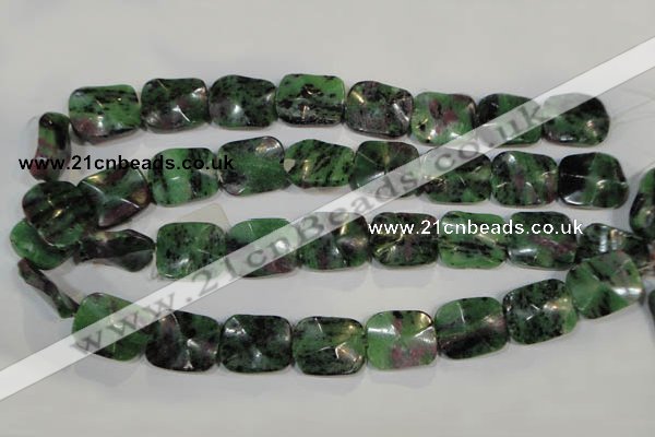 CRZ495 15.5 inches 18*22mm wavy rectangle ruby zoisite gemstone beads