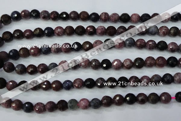 CRZ512 15.5 inches 8mm faceted round natural ruby sapphire beads