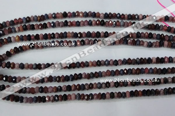 CRZ521 15.5 inches 3*4mm faceted rondelle natural ruby sapphire beads