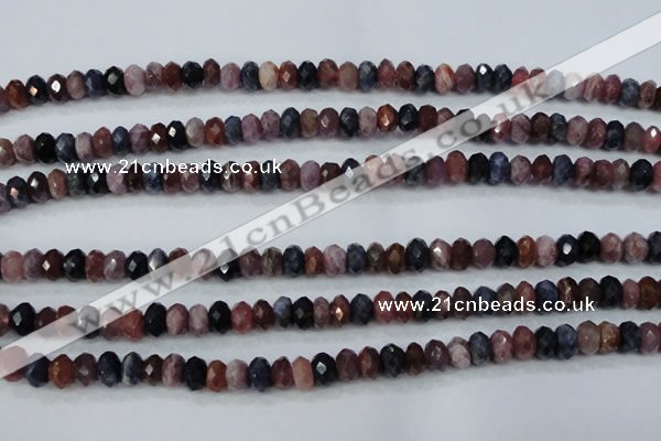 CRZ522 15.5 inches 4*6mm faceted rondelle natural ruby sapphire beads