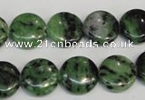 CRZ55 15.5 inches 14mm flat round ruby zoisite gemstone beads