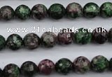 CRZ551 15.5 inches 9mm faceted round Chinese ruby zoisite beads