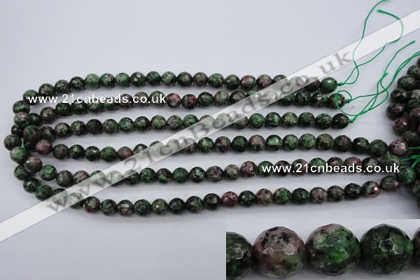 CRZ551 15.5 inches 9mm faceted round Chinese ruby zoisite beads