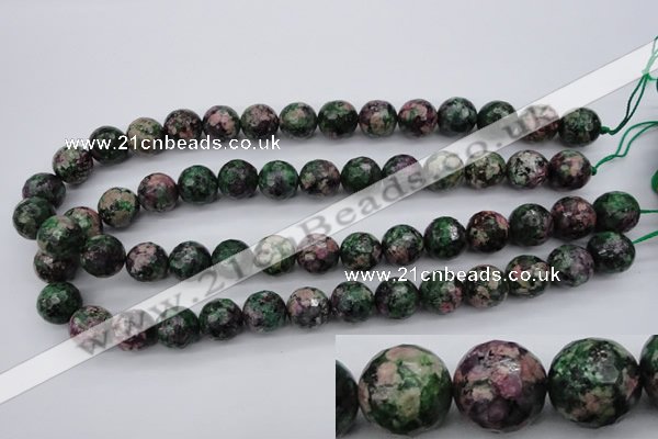 CRZ552 15.5 inches 13mm faceted round Chinese ruby zoisite beads