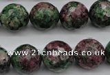 CRZ553 15.5 inches 15mm faceted round Chinese ruby zoisite beads