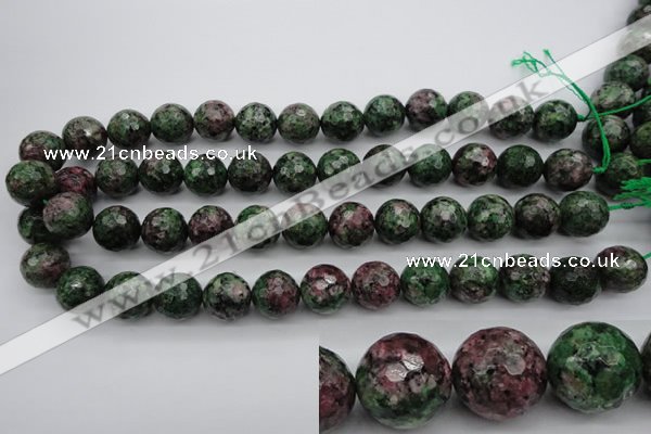 CRZ553 15.5 inches 15mm faceted round Chinese ruby zoisite beads