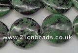 CRZ57 15.5 inches 22mm flat round ruby zoisite gemstone beads